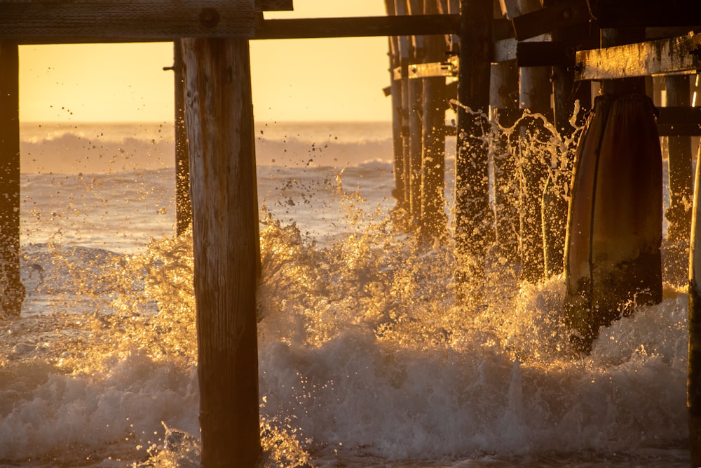 brown wooden post on beach during daytime