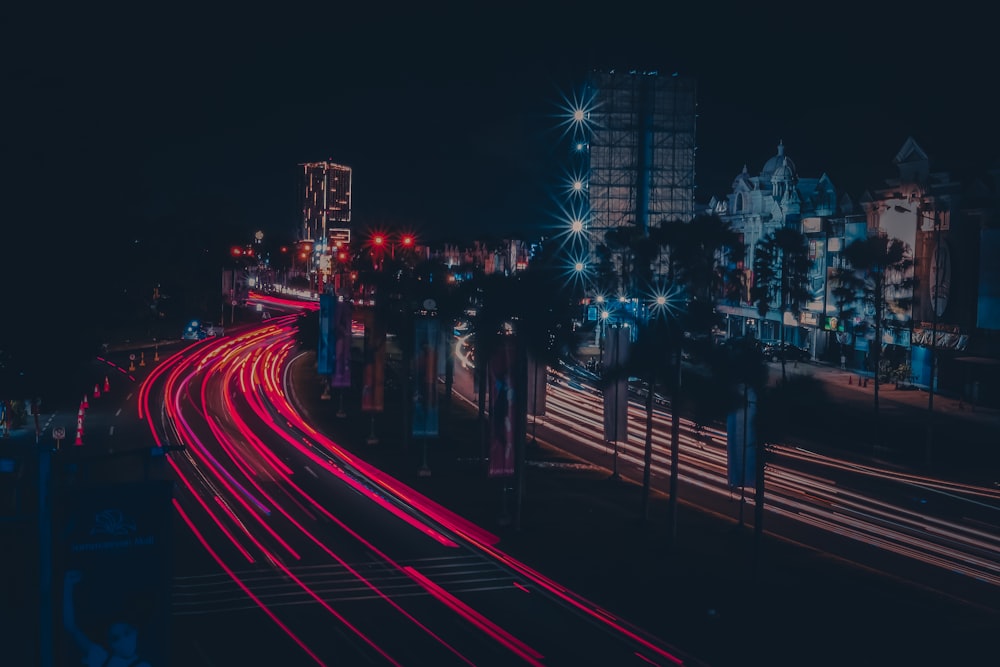 time lapse photography of city during night time