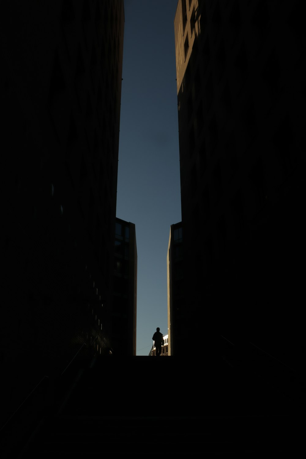 silhouette of people walking on street during night time
