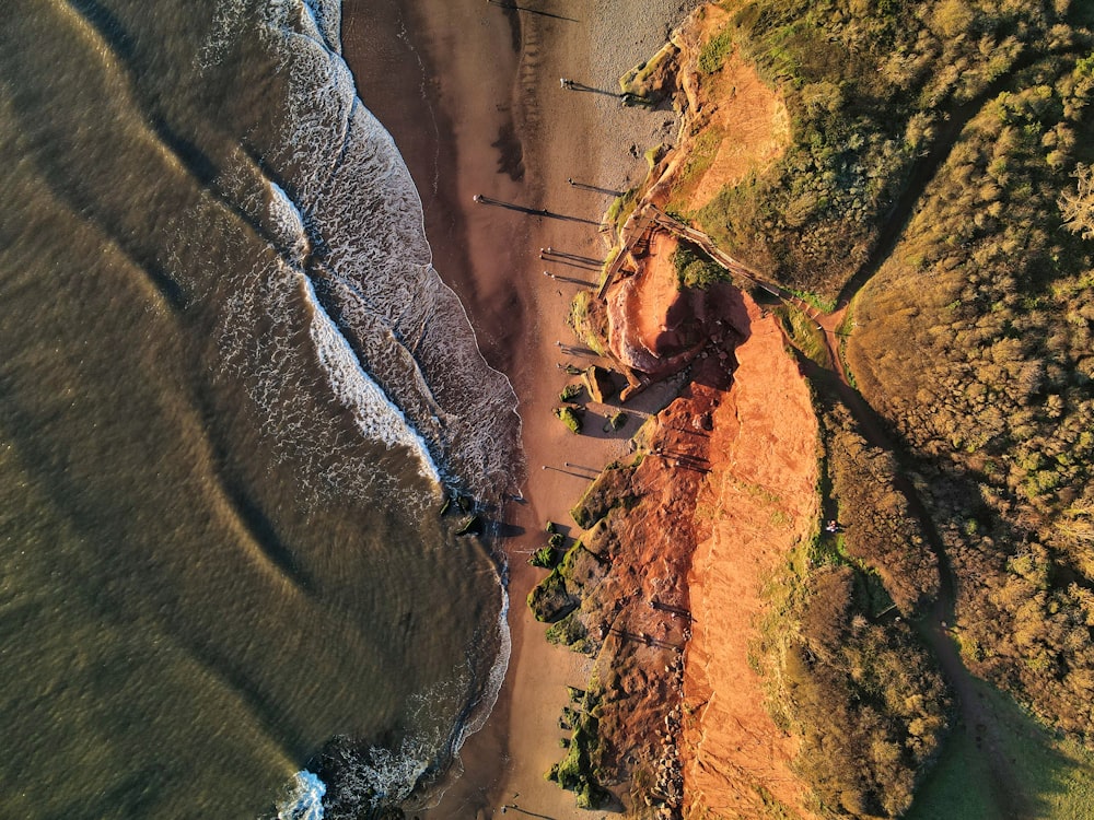 aerial view of ocean waves