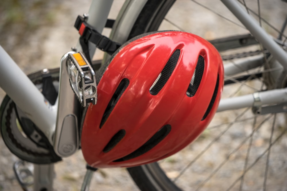 red and silver motorcycle handle bar