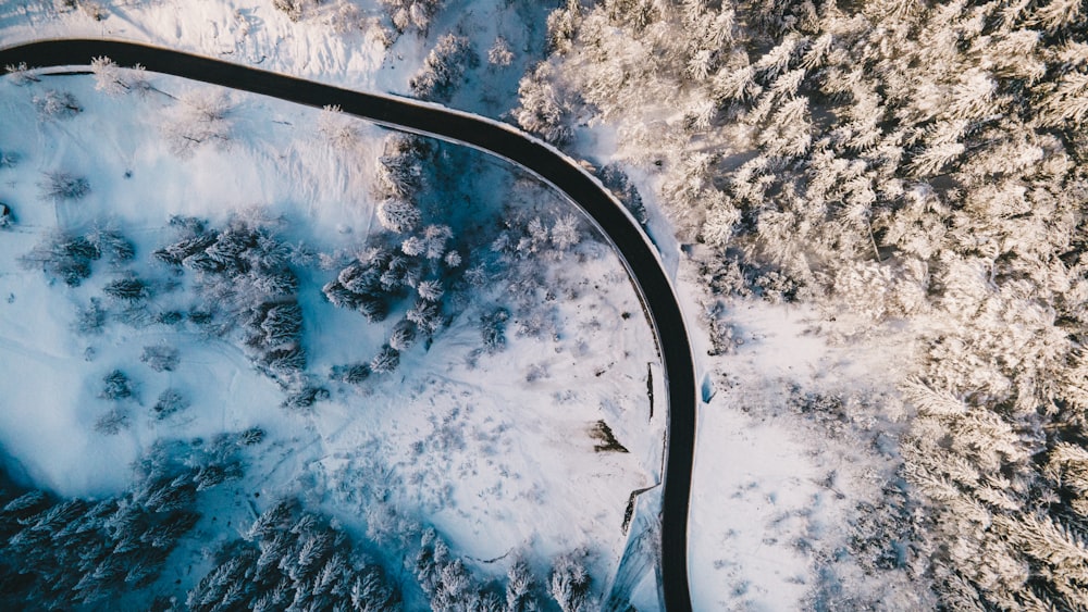 birds eye view of water falls