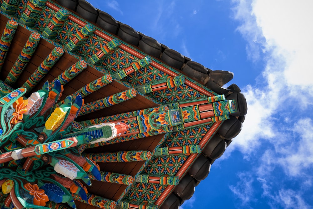 orange and green floral roof tiles