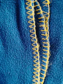 Close-up of the intricate stitching detail on the yellow sundress fabric.