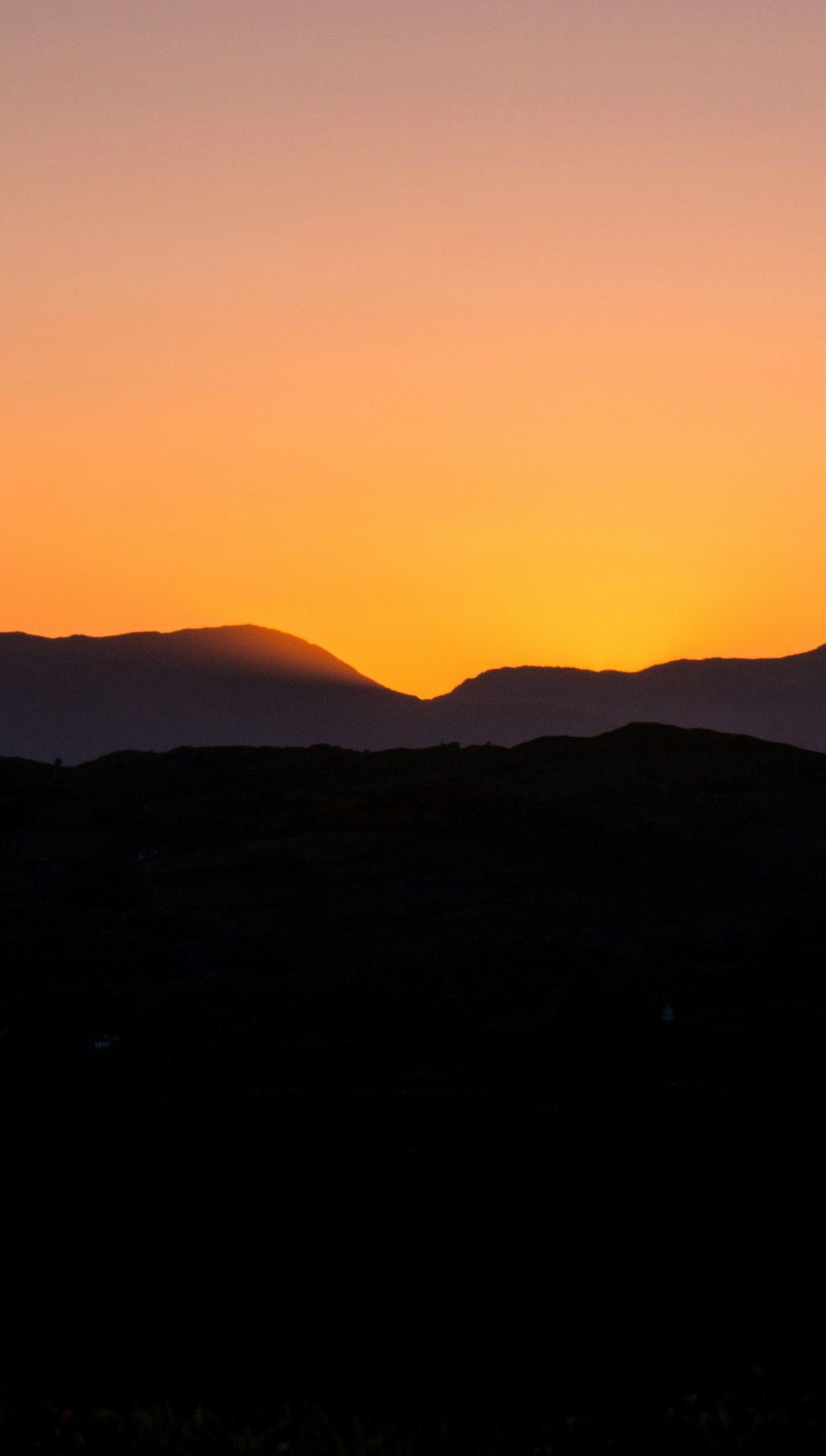 silhouette of mountains during sunset