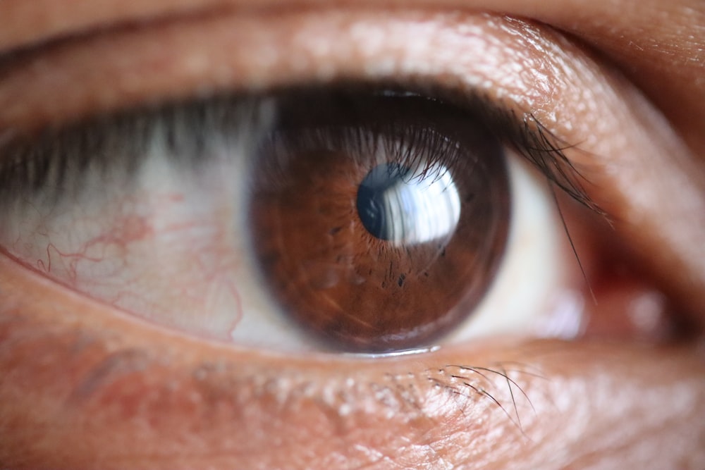 persons eye in close up photography