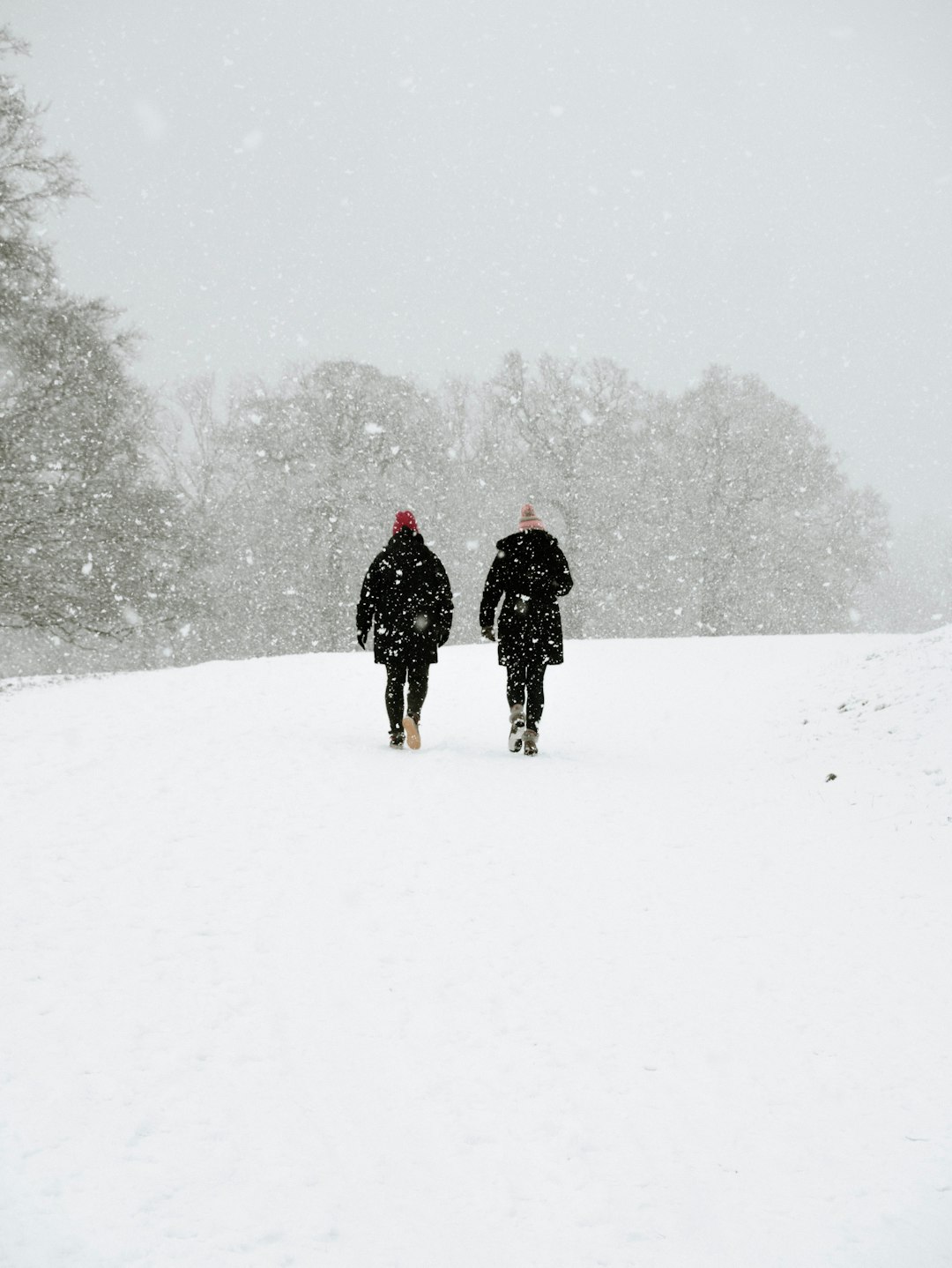 2 person walking on snow covered field during daytime