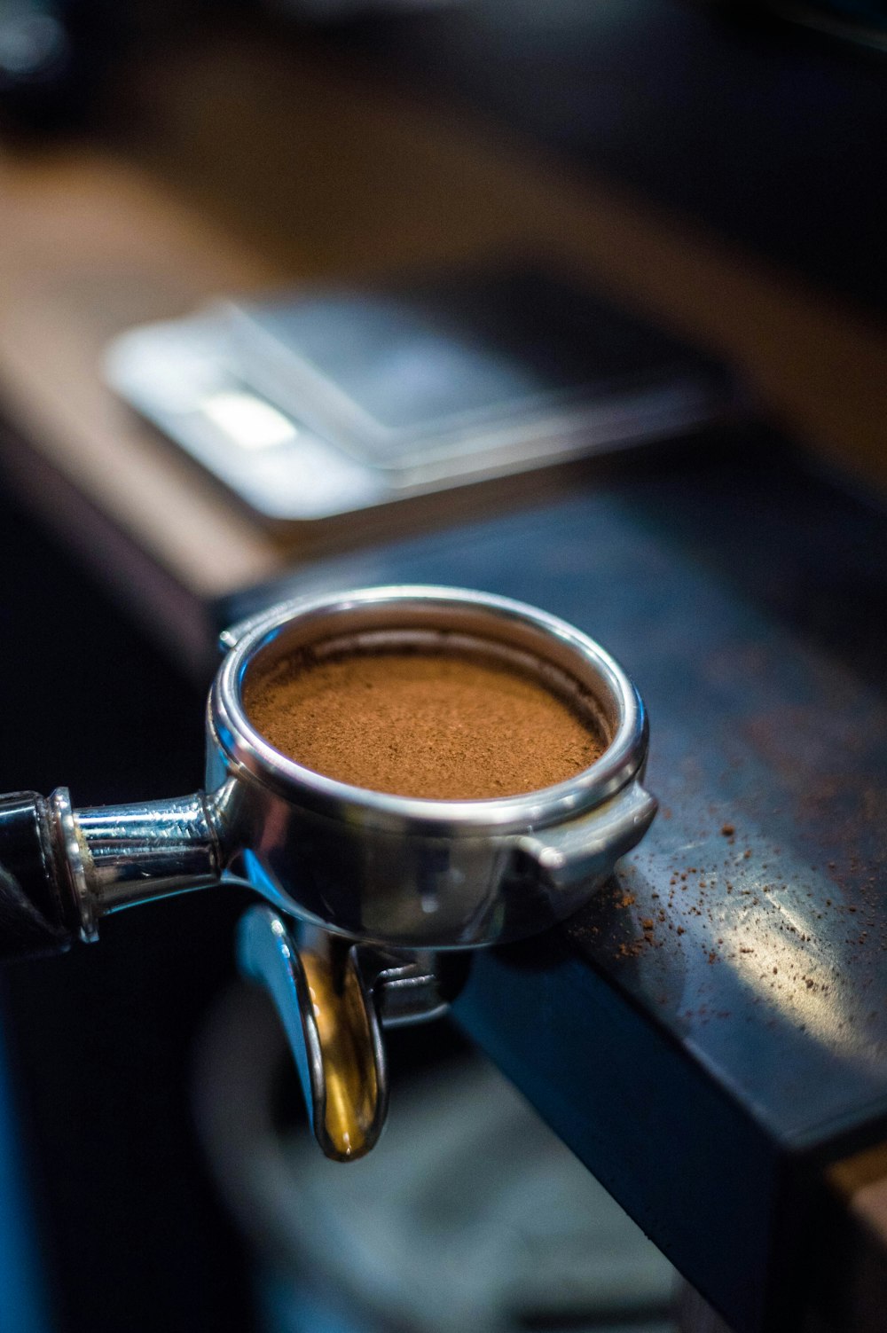 black coffee in silver mug