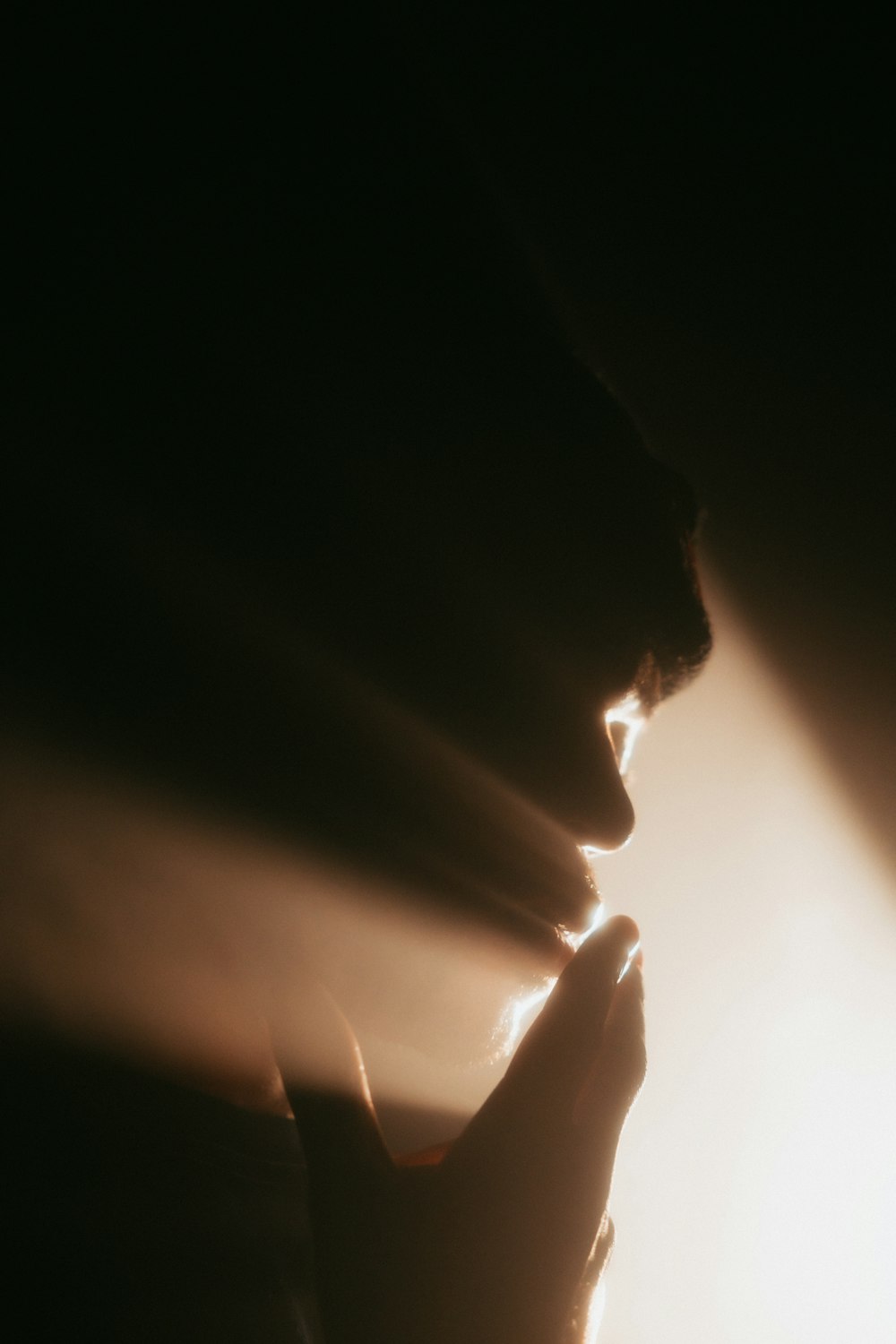 silhouette of woman holding her chin