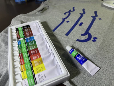Set of various acrylic products arranged neatly on a clean white surface.