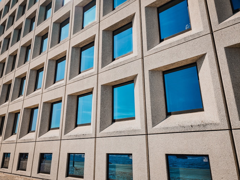 blue and white concrete building