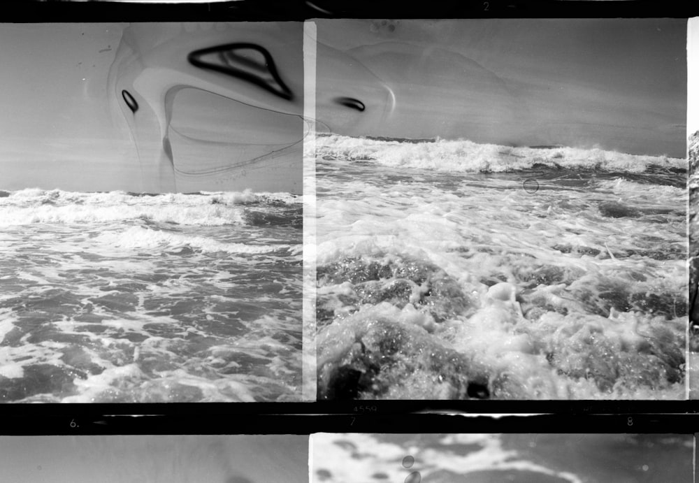 grayscale photo of ocean waves