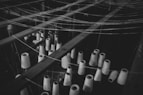 grayscale photo of metal bar