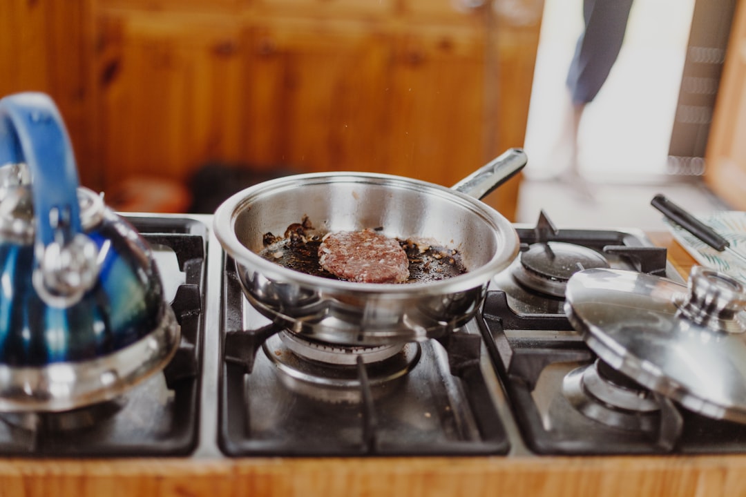 stainless steel cooking pot on stove