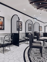 An elegant dining area showcasing a blend of contemporary furniture and subtle decorative accents.