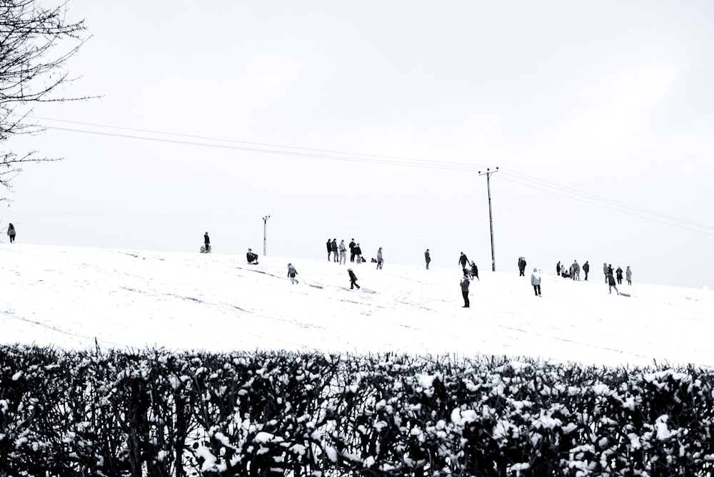 people walking on snow covered field during daytime
