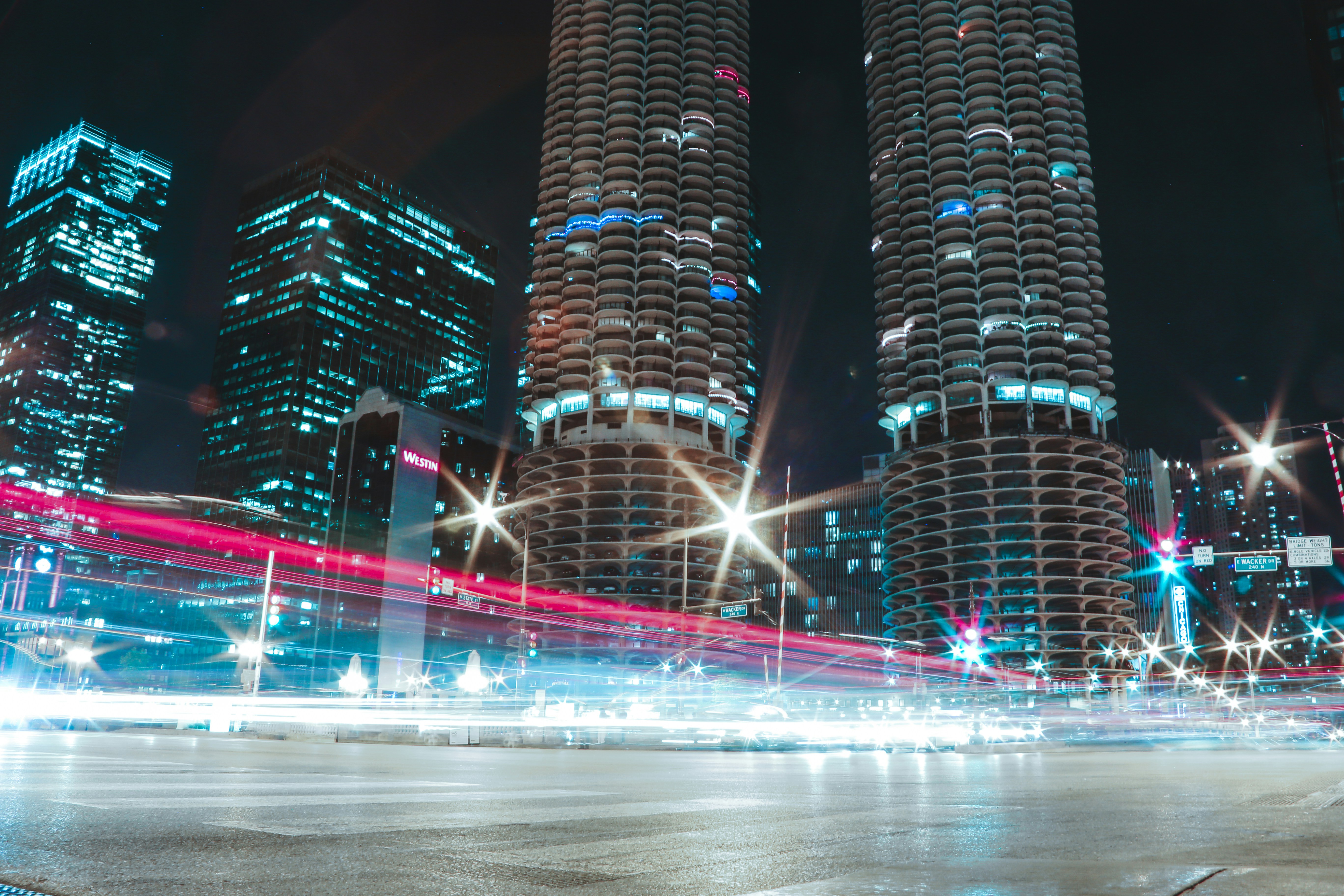 time lapse photography of city lights during night time