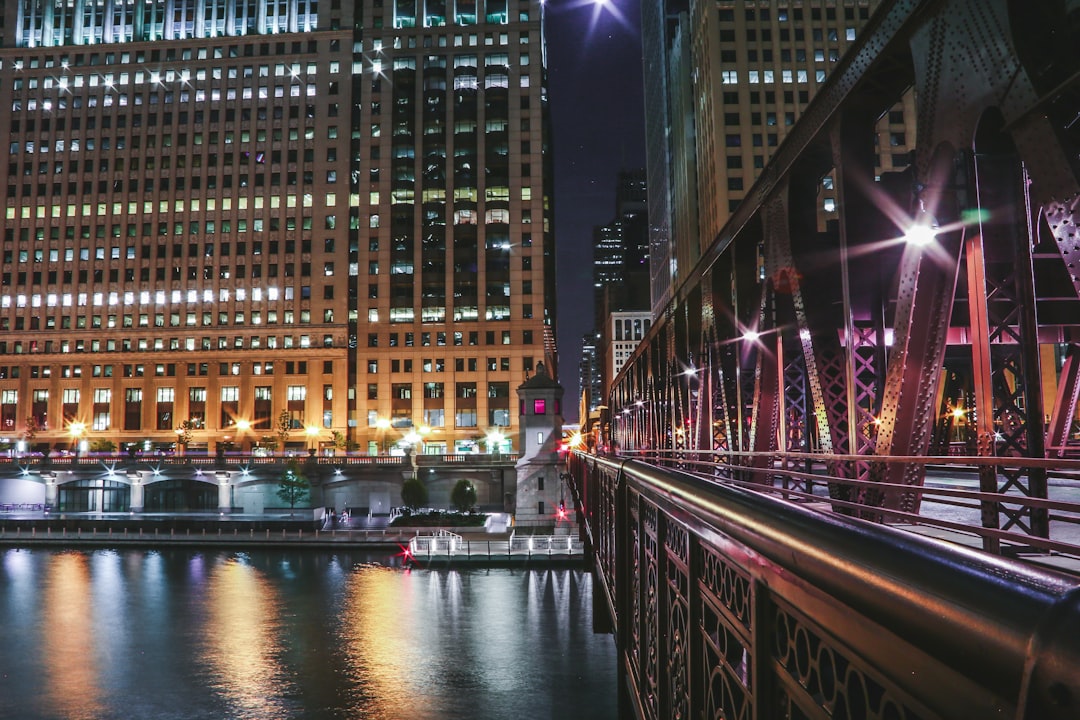 brown and black concrete building near body of water during night time