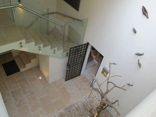 A modern home interior featuring stalvėja's hardware products integrated seamlessly.