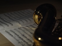 musical notes on brown wooden table
