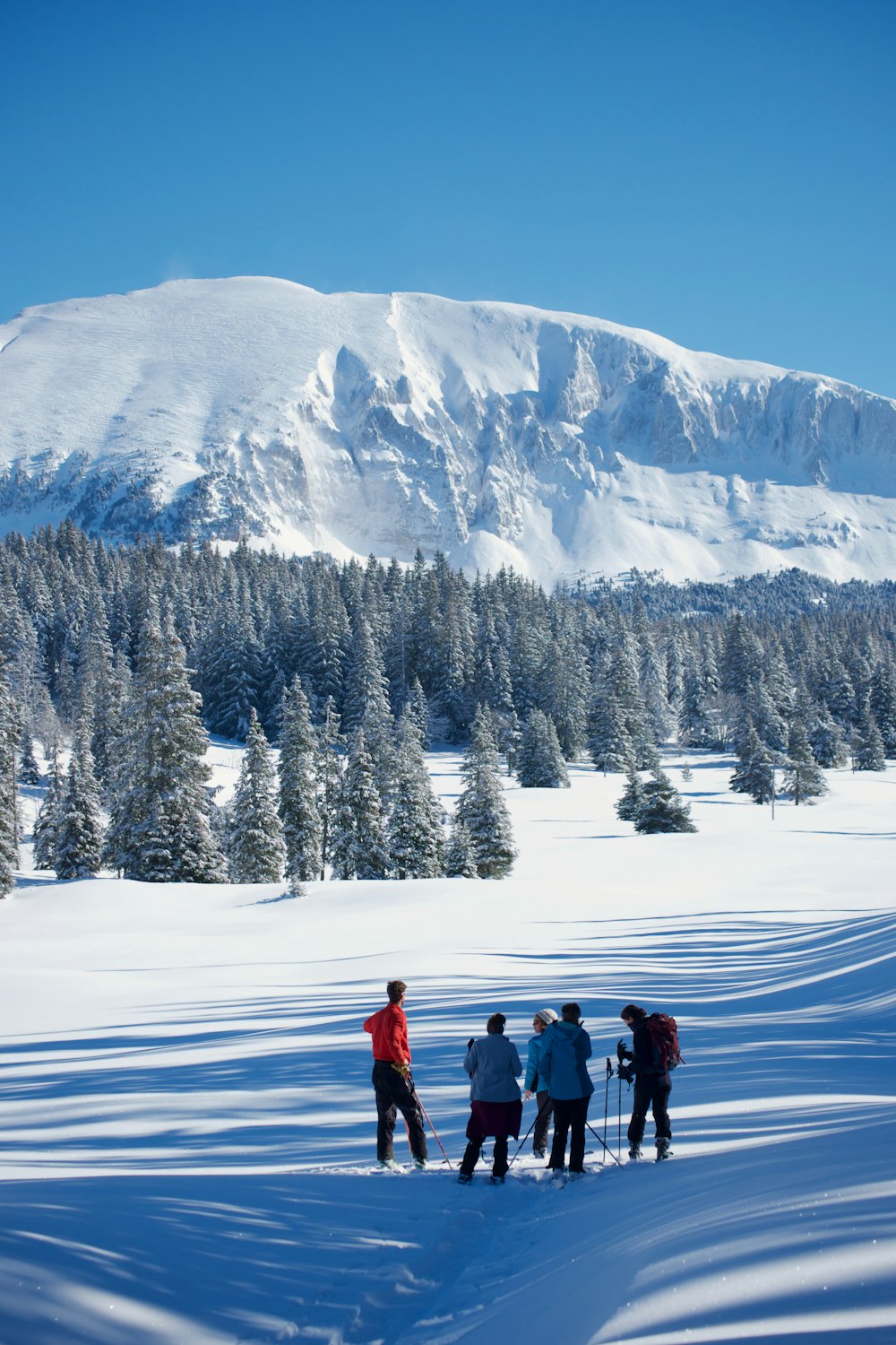 people walking on snow covered mountain during daytime