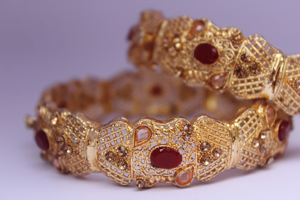 gold and diamond studded bracelet