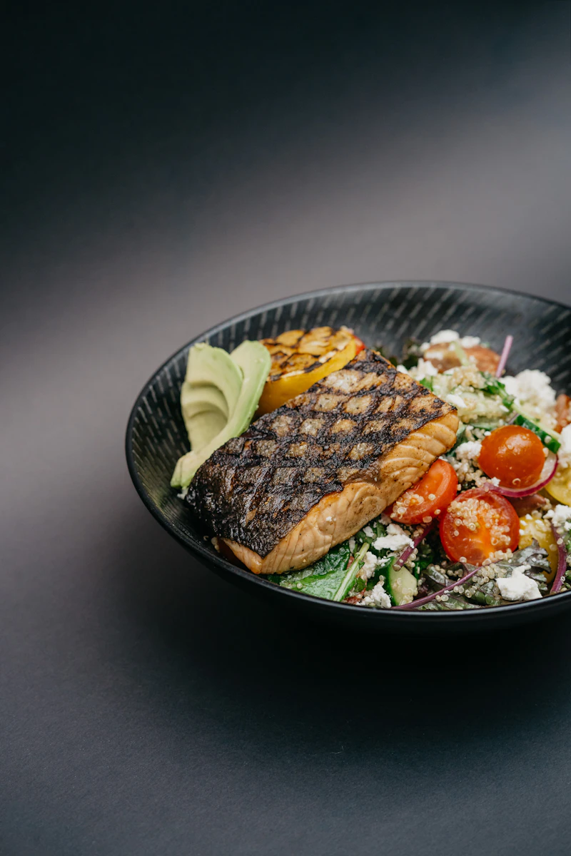 Cooked protein with greens