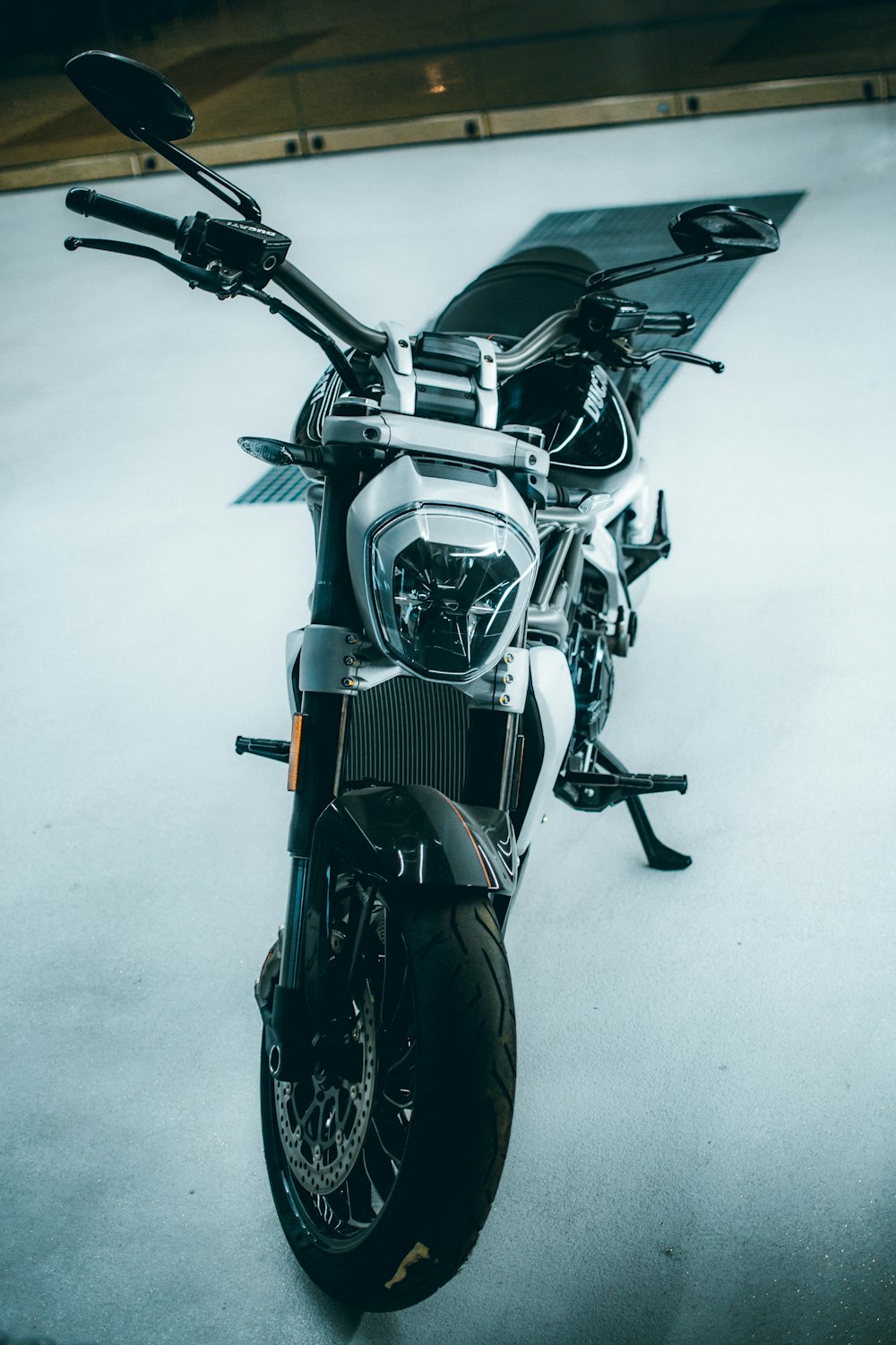 black motorcycle with white background