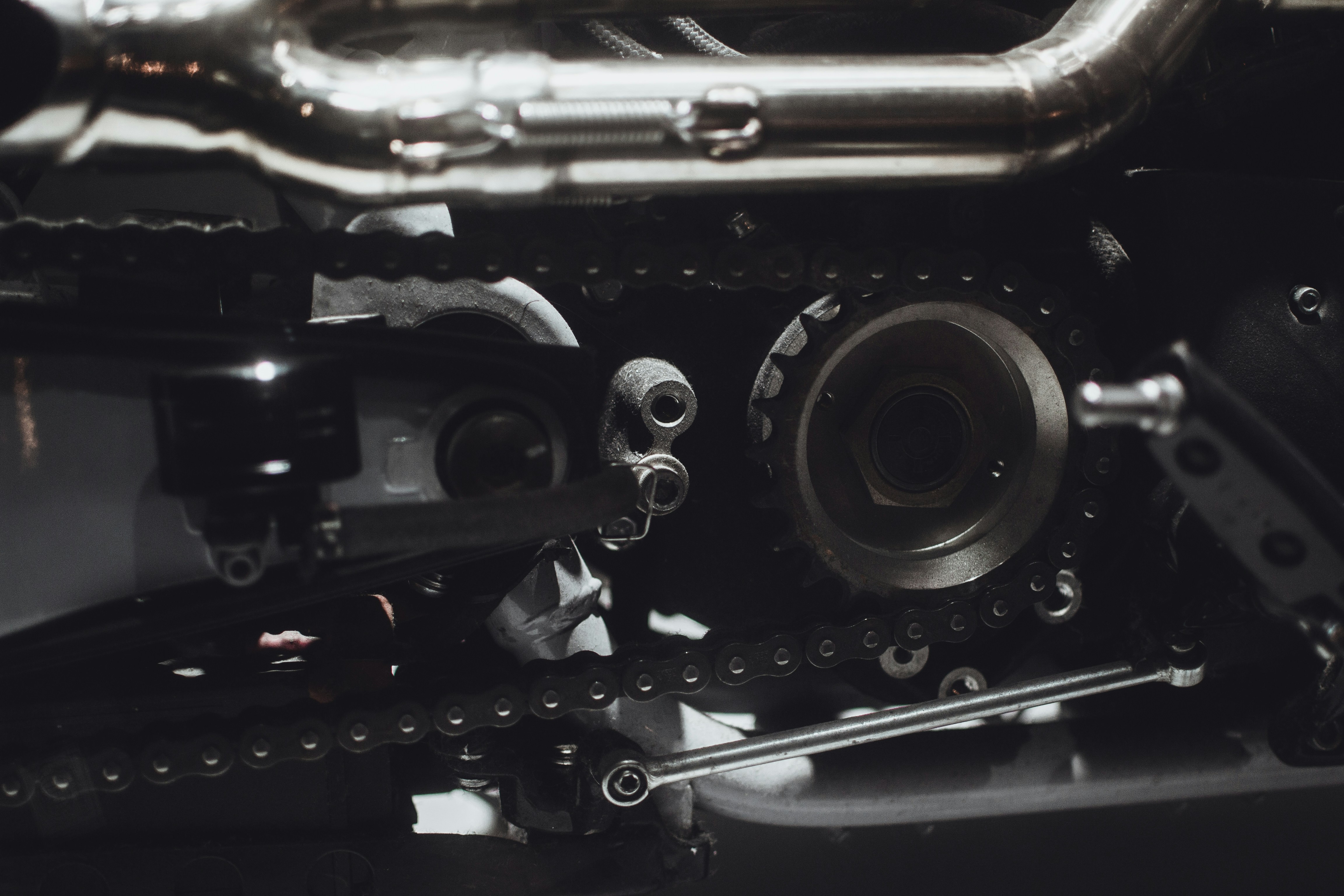 black and silver car engine