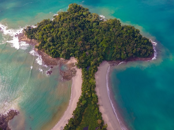Aerial view of Osa Peninsula jungle and coastline