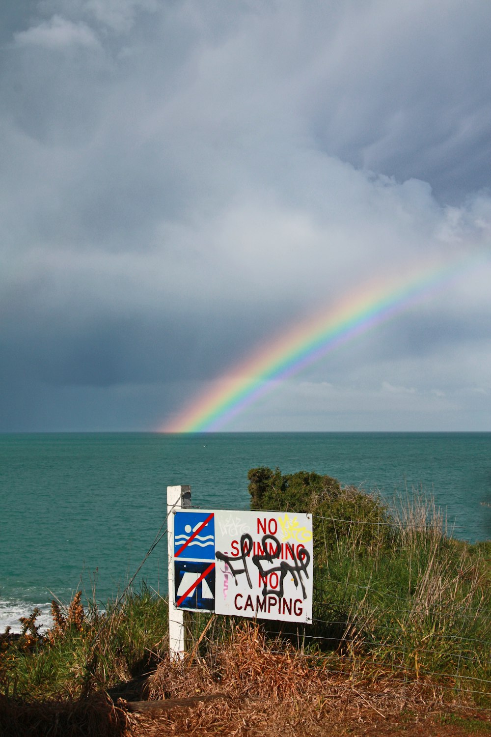 rainbow over body of water