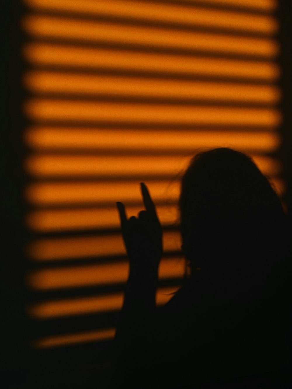 silhouette of woman raising her hand