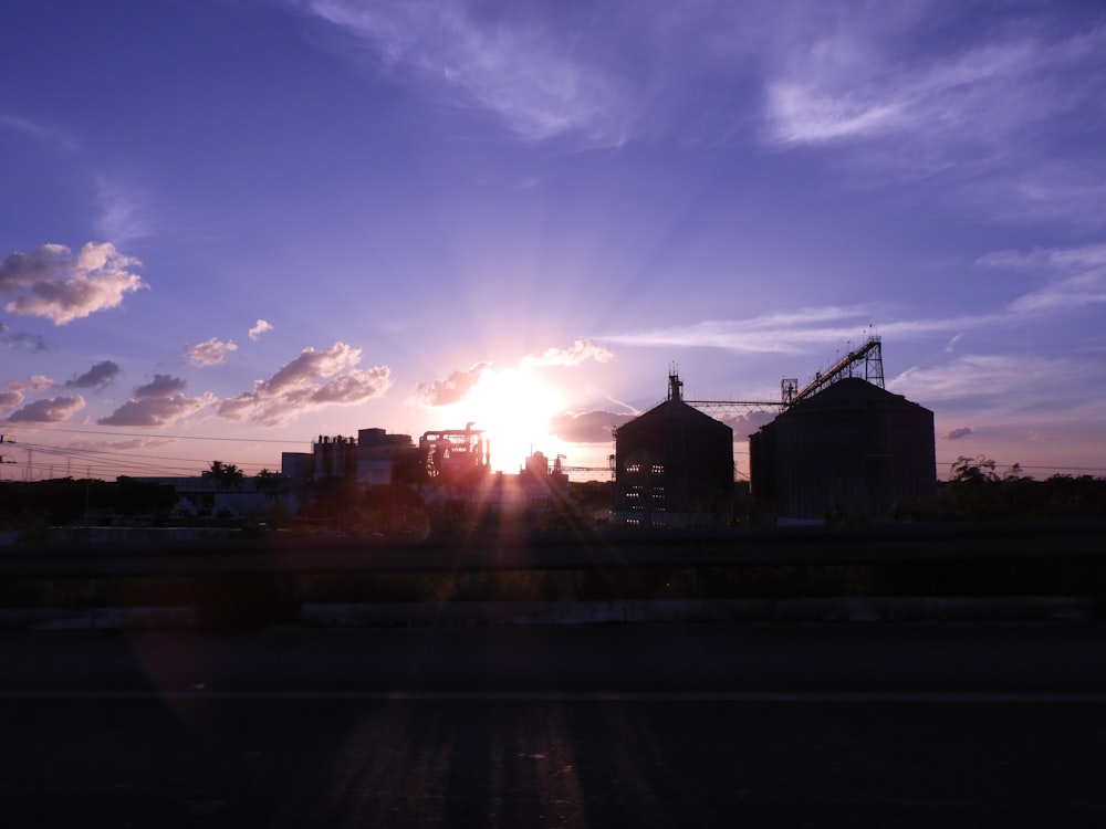 silhouette of buildings during sunset