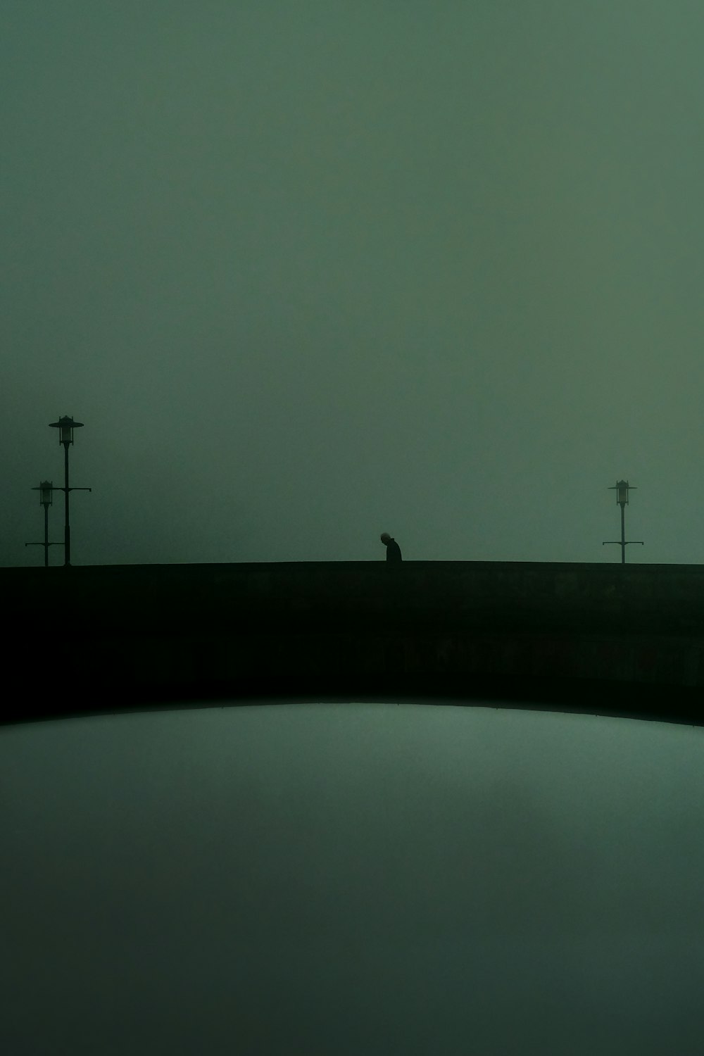 silhouette de personne debout sur le pont