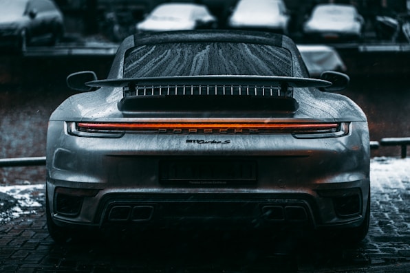 black car in grayscale photography
