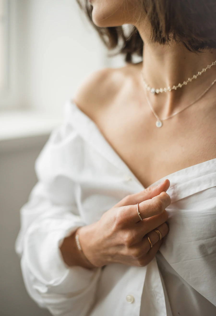 Layered Bead Necklace – gold plated necklace worn