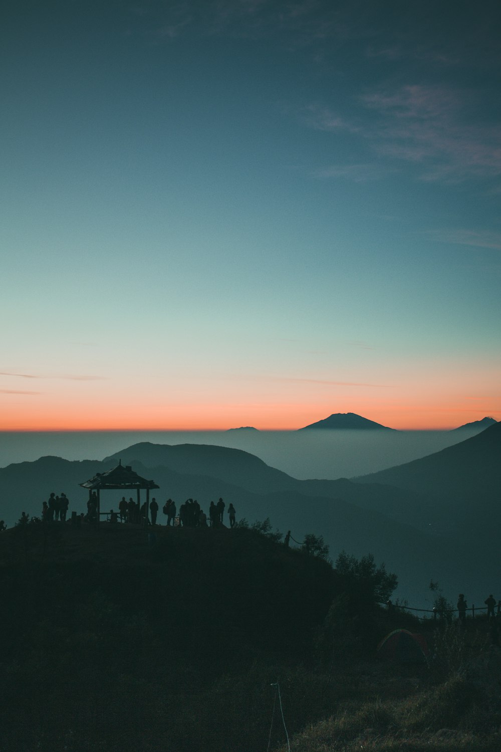 silhouette of mountain during sunset