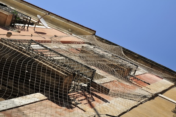 A professional image of a secure balcony with safety nets.