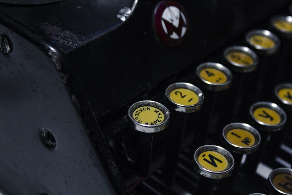black and white typewriter control panel