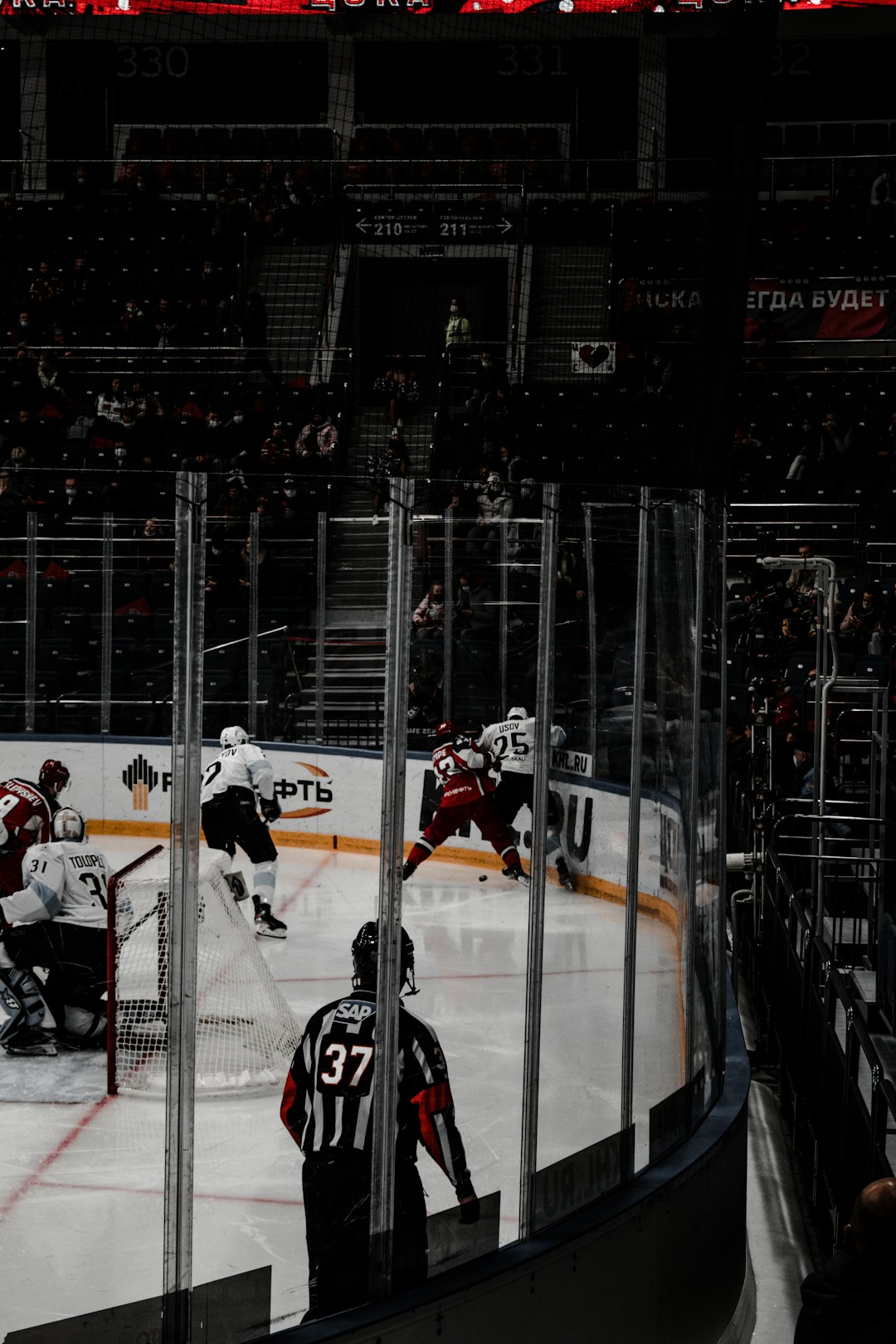 ice hockey players on ice hockey field