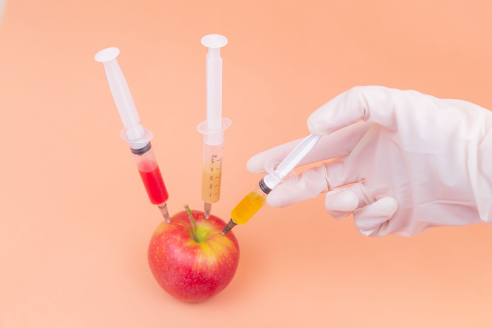 person holding red apple fruit