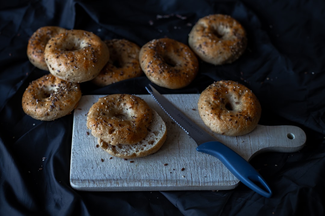 brown donuts on gray tray