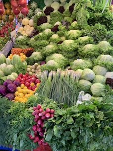 green and yellow vegetables and fruits