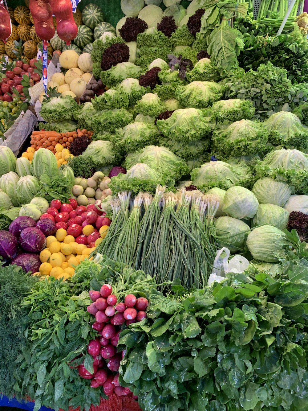 green and yellow vegetables and fruits