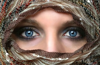 woman with brown and black hijab