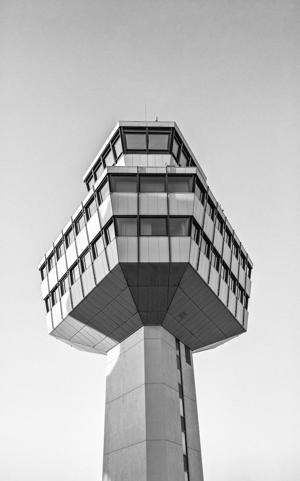 grayscale photo of concrete building