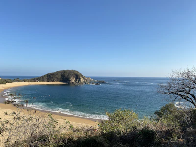 One of the Huatulco bays, a curve of sand between headlands