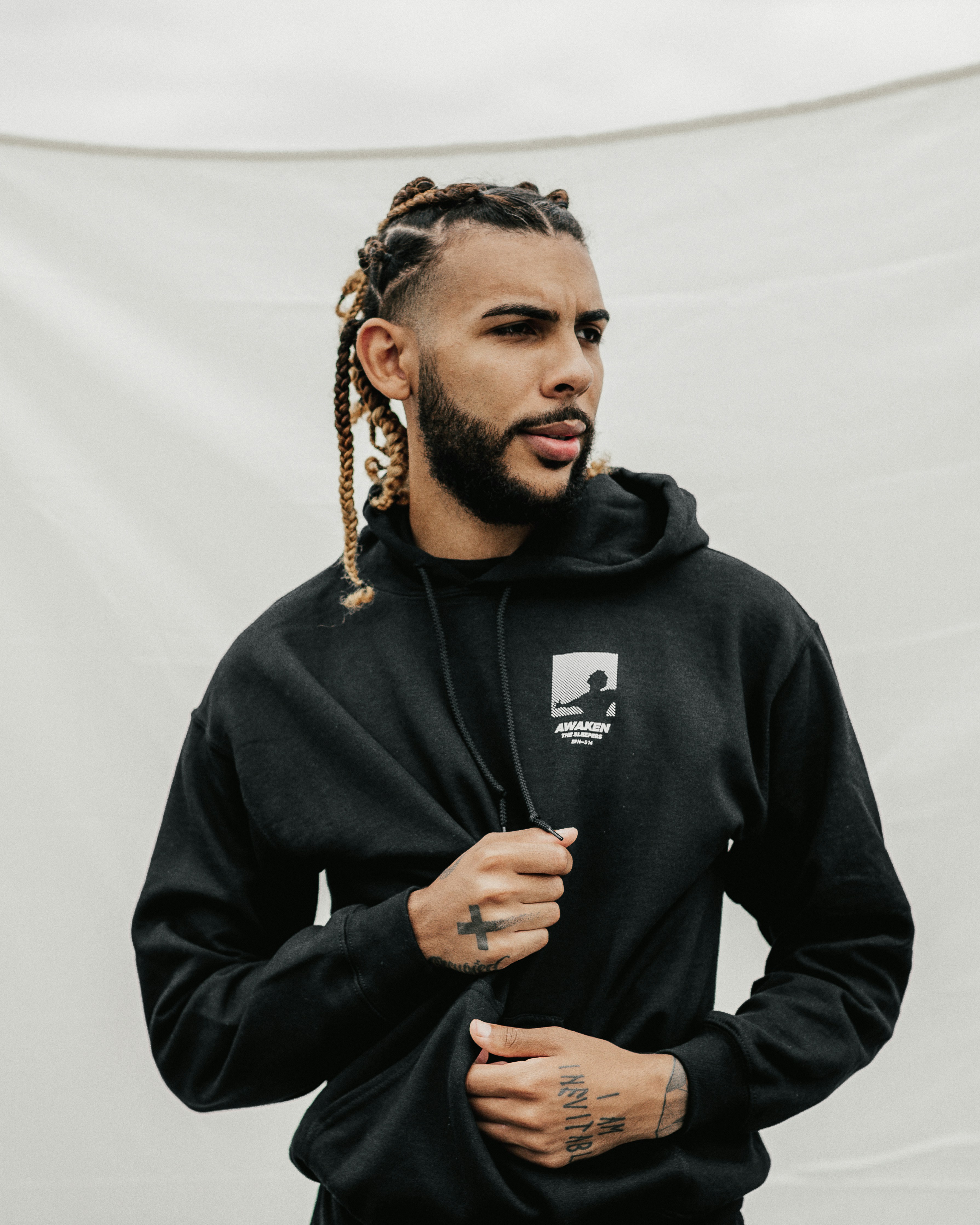 man in black nike hoodie