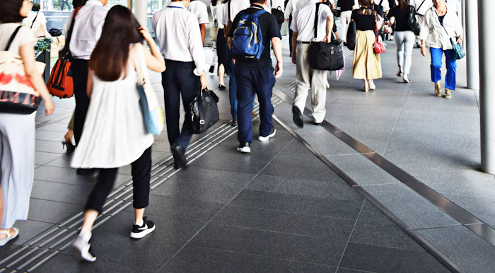 Busy city pedestrian walkway