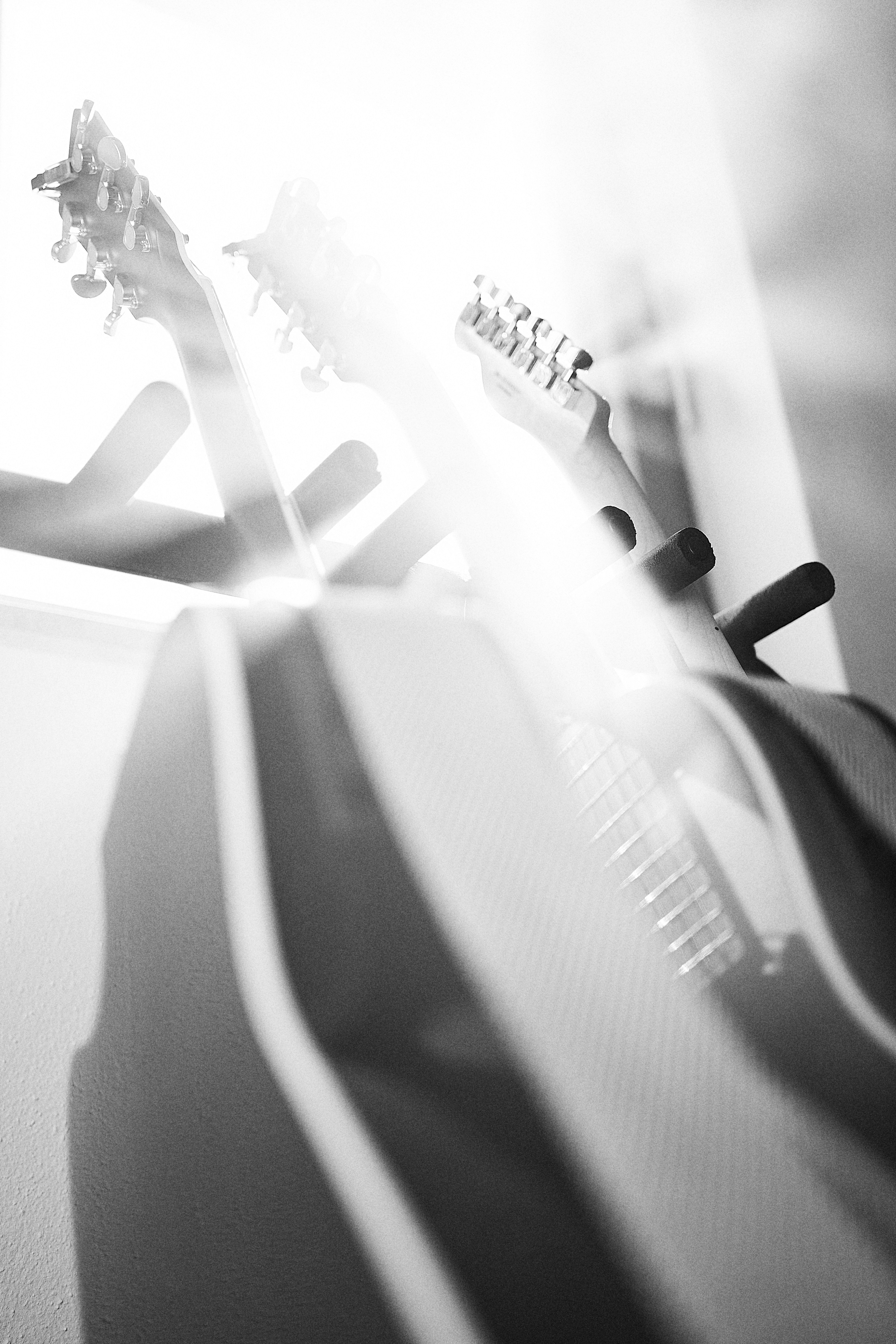 white and black electric guitar